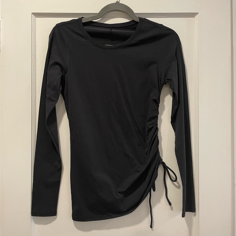 Black Long Sleeve Ruched Top